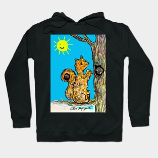 Squirrel stashing his nuts in a tree Hoodie